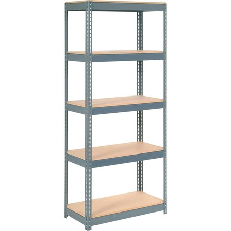 GLOBAL INDUSTRIAL Extra Heavy Duty Shelving 36W x 24D x 60H With 5 Shelves, Wood Deck, Gry B2297225